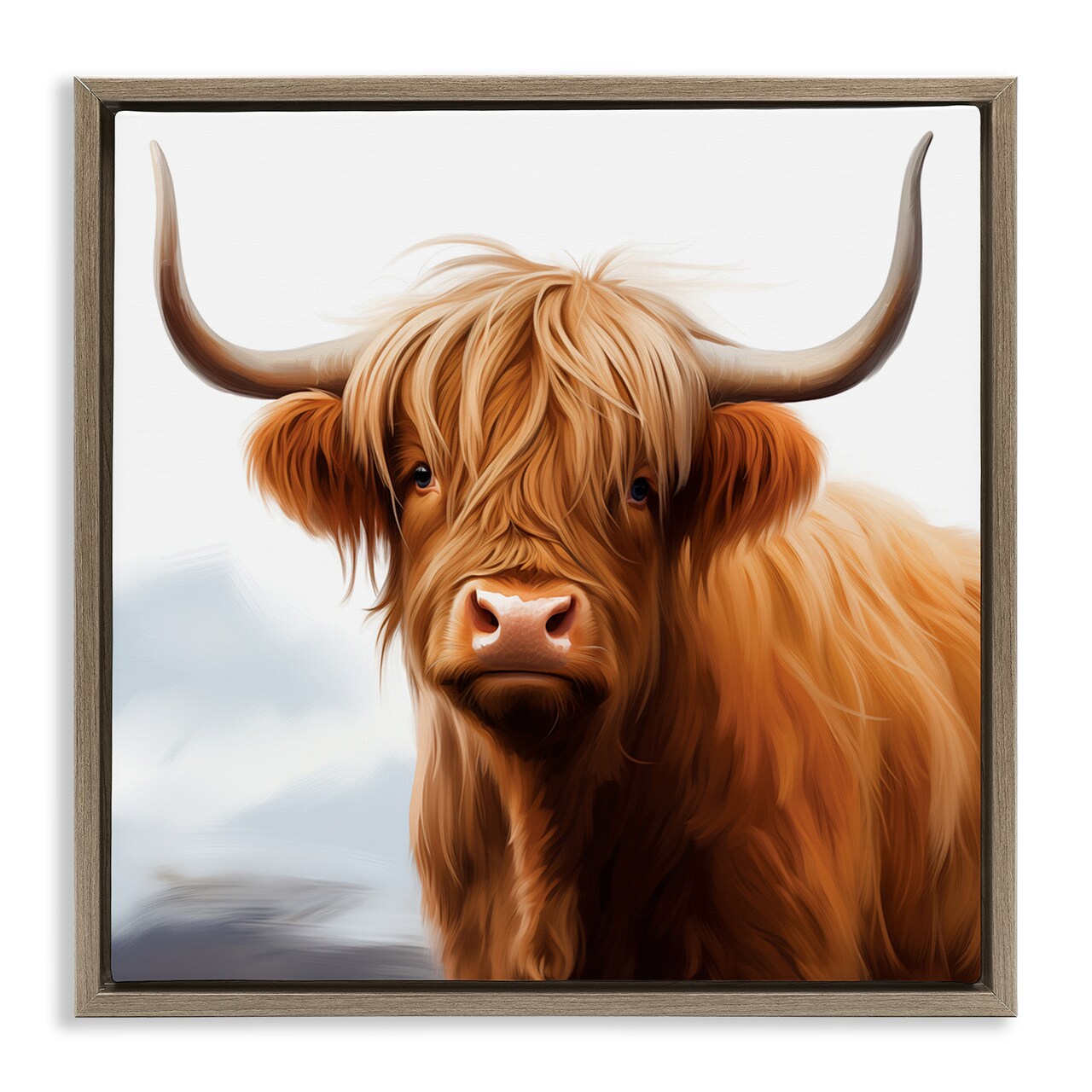 Stupell Industries Long Horn Highland Cow Portrait Floating Frame Design by Heidi Kuntz